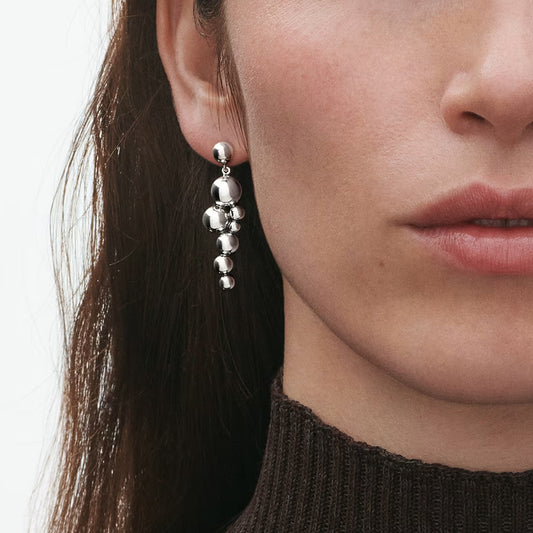 Georg Jensen Silver Moonlight Grapes Drop Earrings