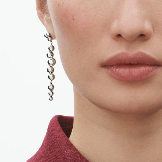 Georg Jensen Silver Moonlight Grapes Long Drop Earrings