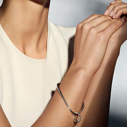 Georg Jensen Silver Offspring Charm Medium Size Bangle