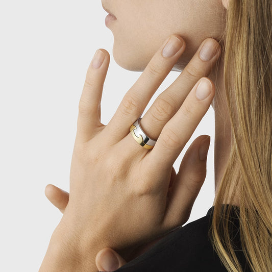 Georg Jensen 18ct White Gold Fusion End Ring Size 56