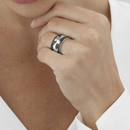 Georg Jensen 18ct White Gold Fusion Centre Ring Size 56