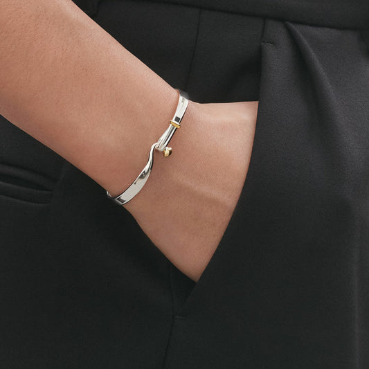 Georg Jensen Silver & 18ct Gold Torun Medium Size Bangle