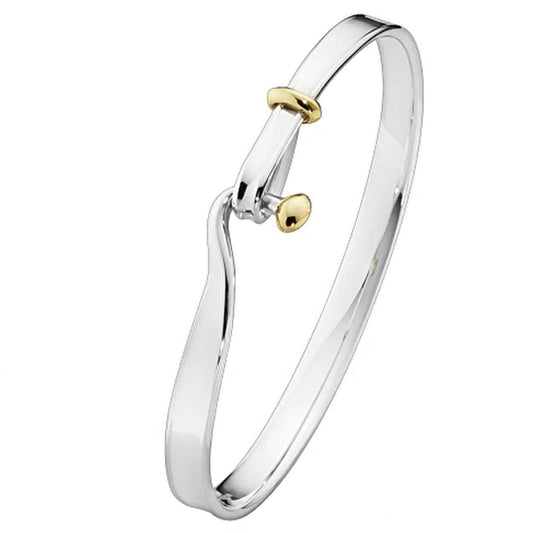 Georg Jensen Silver & 18ct Gold Torun Medium Size Bangle