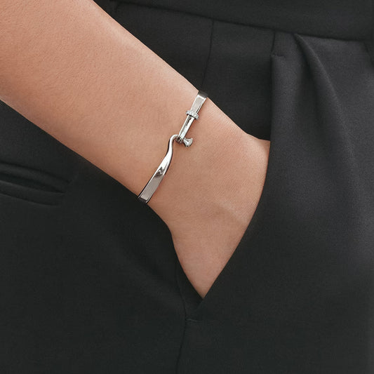 Georg Jensen Silver & Diamond Torun Medium Size Bangle