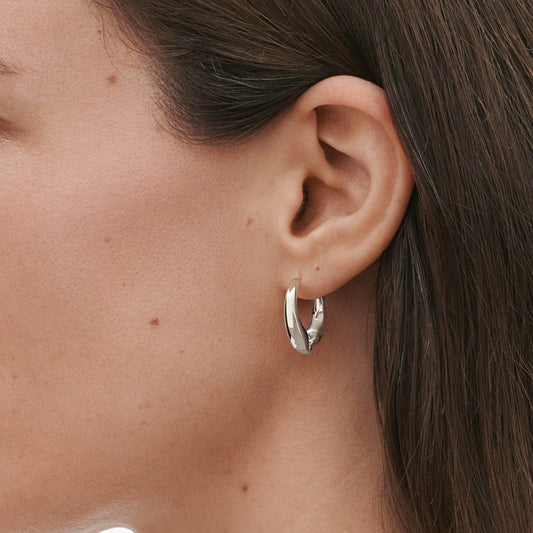 Georg Jensen Silver Reflect Large Hoop Earrings