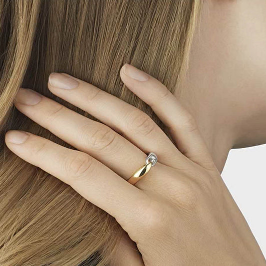 Georg Jensen Silver 18ct Yellow Gold Reflect Ring Size 54