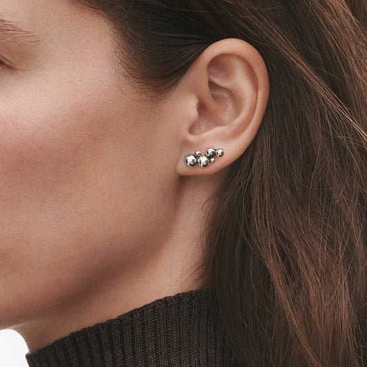 Georg Jensen Silver Moonlight Grapes Ear Climber Stud Earrings