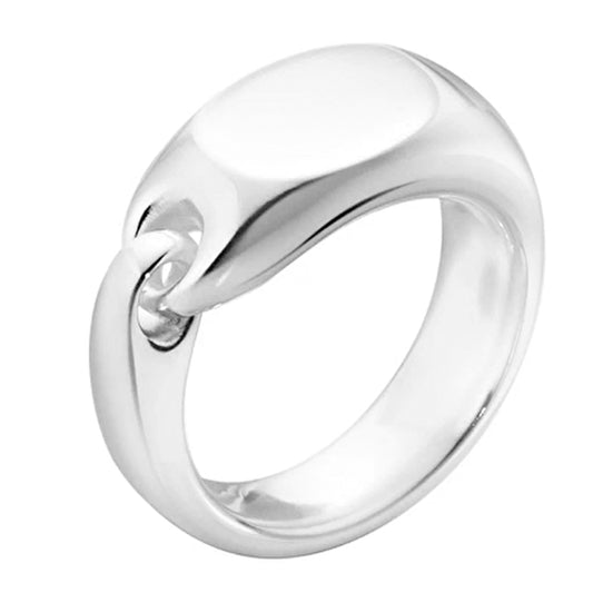 Georg Jensen Silver Reflect Signet Ring Size 59