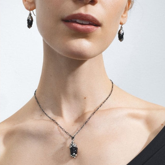 Georg Jensen Silver Heritage Onyx Pendant & Chain