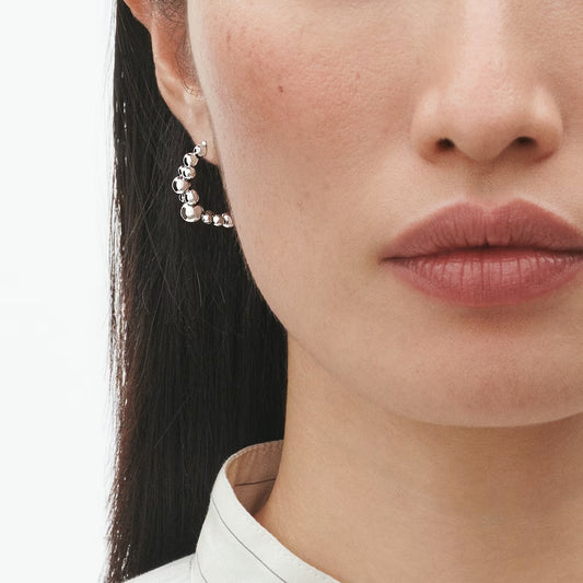 Georg Jensen Silver Moonlight Grapes Hoop Earrings