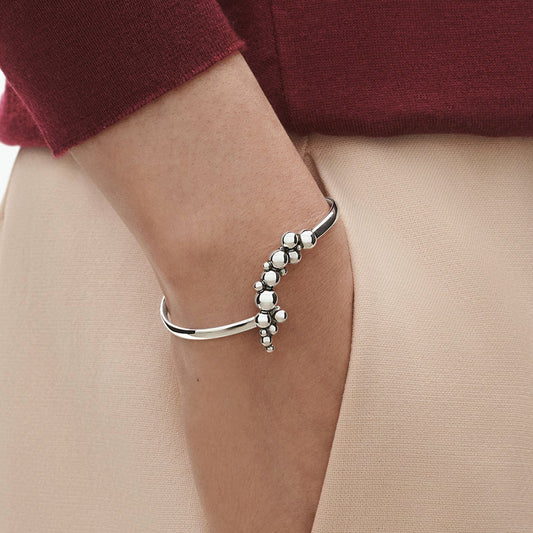 Georg Jensen Silver Moonlight Grapes Medium Size Bangle