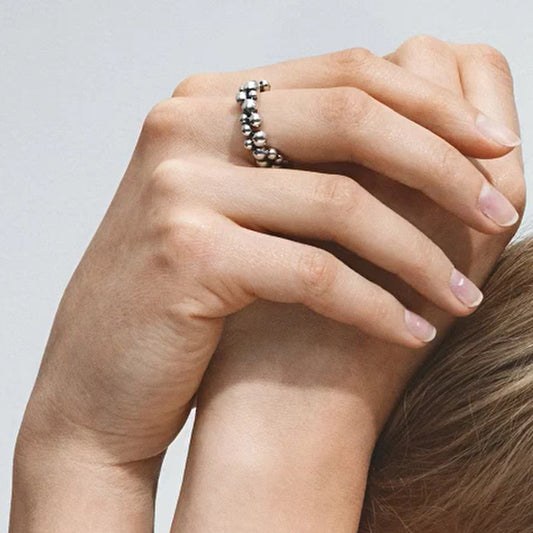 Georg Jensen Silver Moonlight Grapes Band Ring Size 56