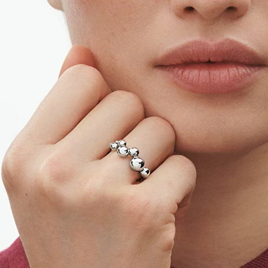 Georg Jensen Silver Moonlight Grapes Ring Size 60