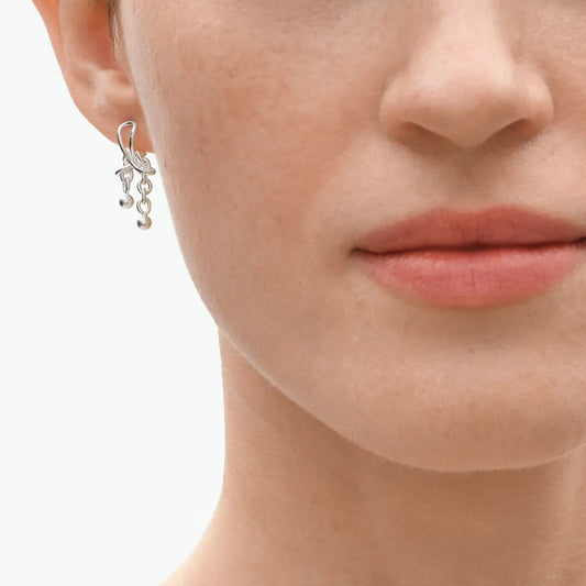 Georg Jensen Silver Weft Double Drop Earrings
