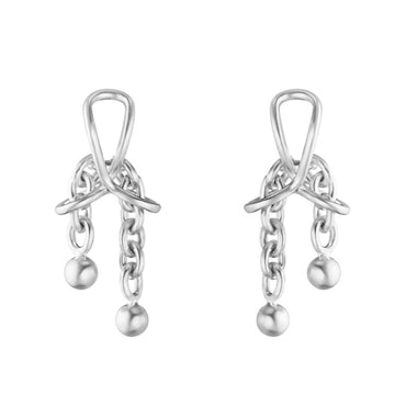 Georg Jensen Silver Weft Double Drop Earrings