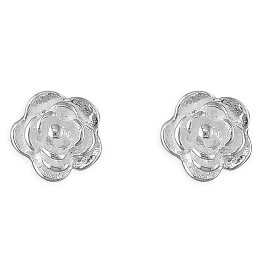 Sterling Silver Small Rose Stud Earrings