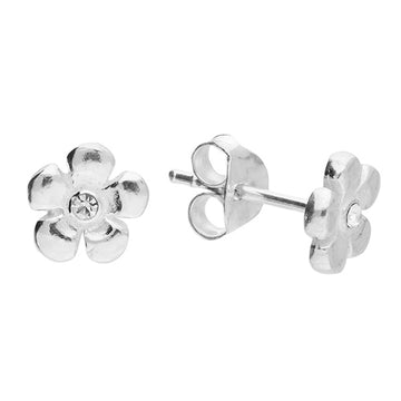 Sterling Silver Crystal Small Flower Stud Earrings