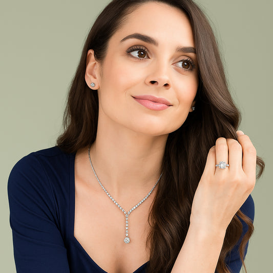 18ct White Gold 0.77ct Diamond Lariat Necklace