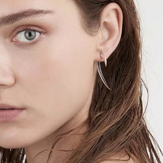 Shaun Leane Silver & Black Spine Hook Size 1 Earrings HT008.SSBKEOS