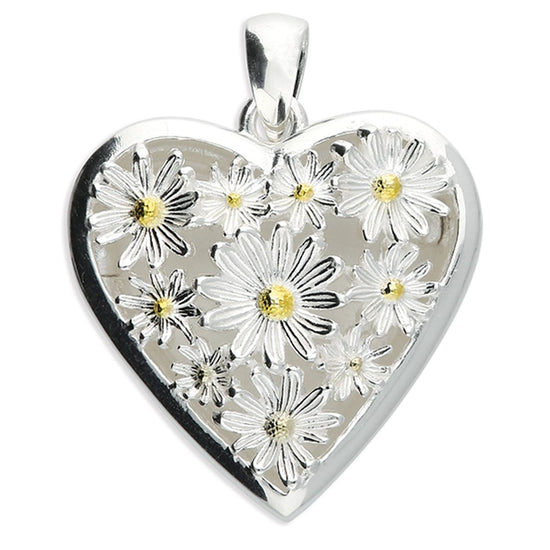 STERLING SILVER GOLD PLATED DAISY LOCKET PENDANT