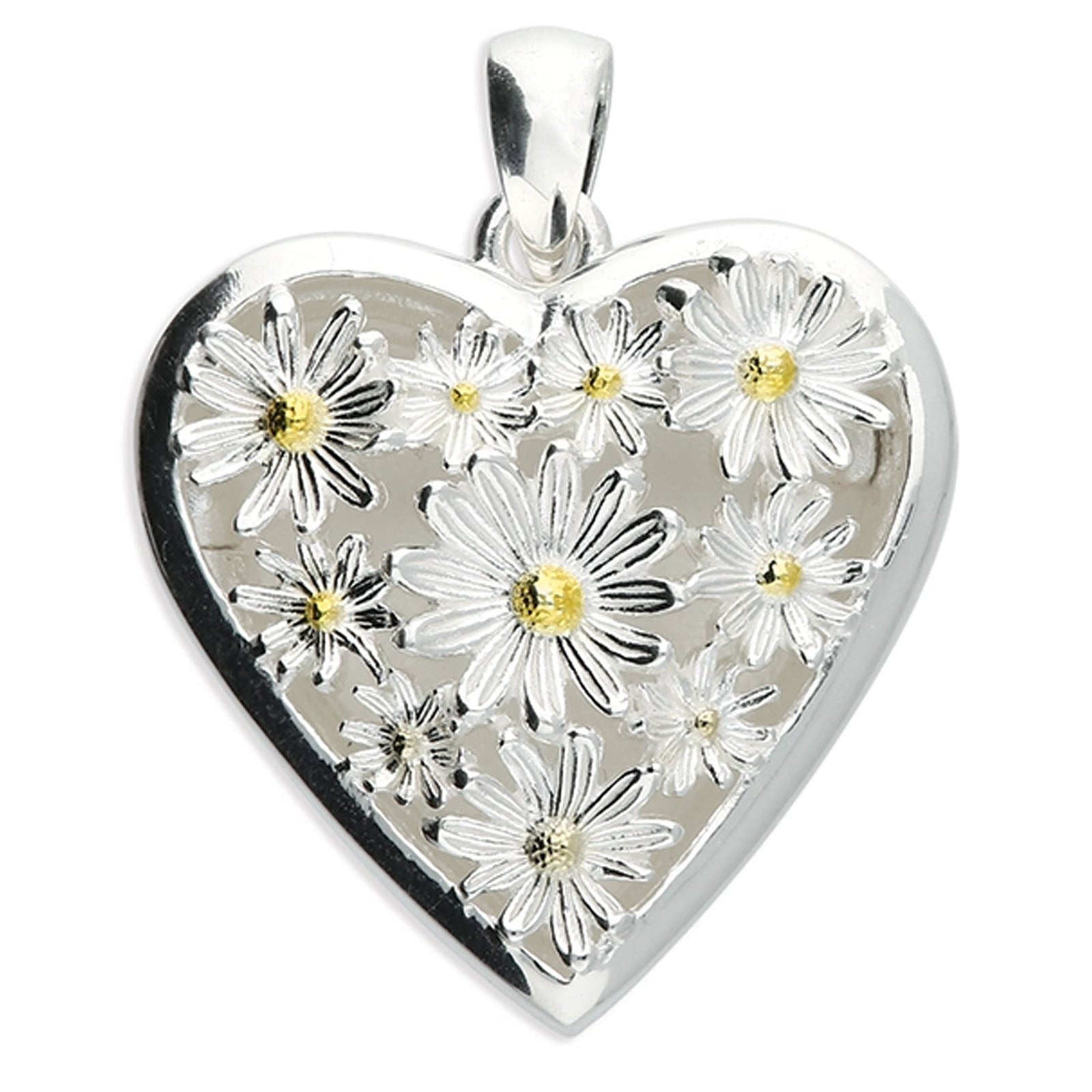 STERLING SILVER GOLD PLATED DAISY LOCKET PENDANT
