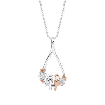 Laura Ashley Talon Stripe Love Birds Necklace N4656
