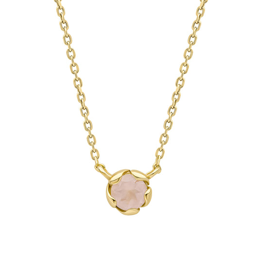 Laura Ashley Gold Plated Petal Set Rose Quartz Necklace N4674P