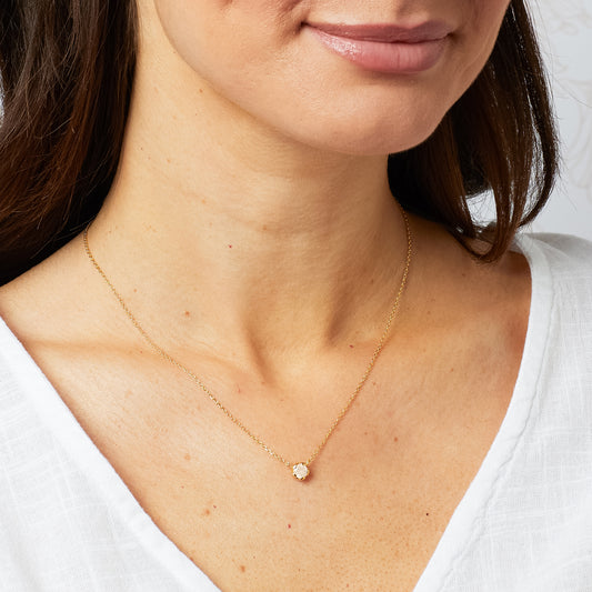 Laura Ashley Gold Plated Petal Set Rose Quartz Necklace N4674P