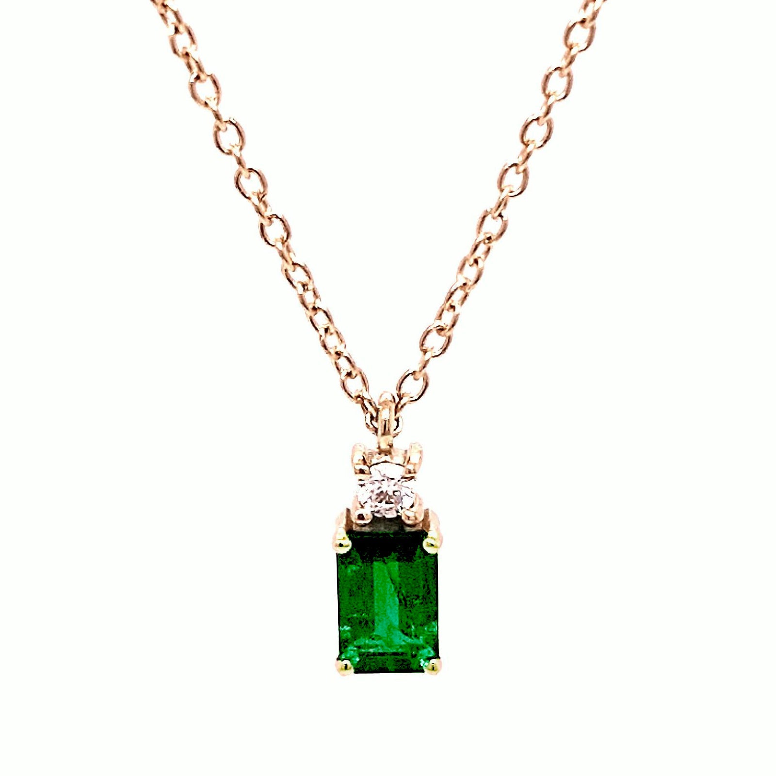 18CT EMERALD 0.52CT DIAMOND 0.05CT FGVS NECKLACE