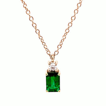 18CT EMERALD 0.52CT DIAMOND 0.05CT FGVS NECKLACE