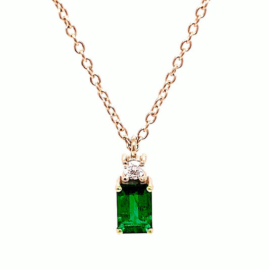 18CT EMERALD 0.52CT DIAMOND 0.05CT FGVS NECKLACE