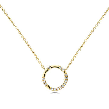 18CT YELLOW GOLD & DIAMOND 0.23CT CIRCLE NECKLACE