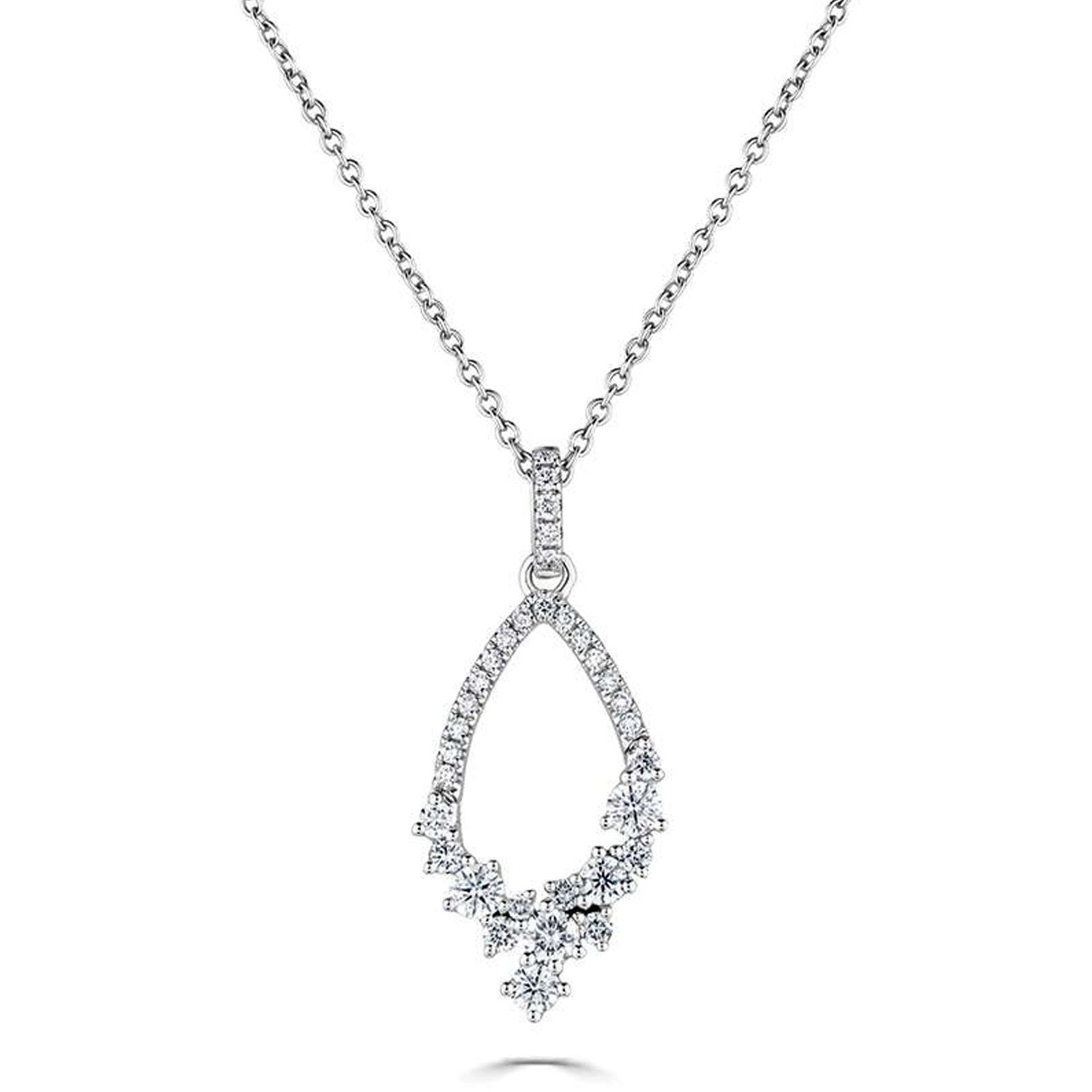 18CT WHITE GOLD DIAMOND 0.66CT PEAR SHAPED PENDANT & CHAIN