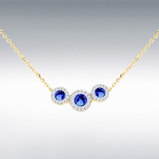 9Y DIAMOND LAB SAPPHIRE TRIO CLUSTER NECKLET