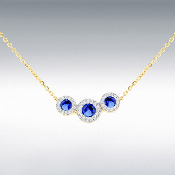 9Y DIAMOND LAB SAPPHIRE TRIO CLUSTER NECKLET