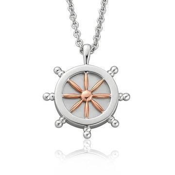 CLOGAU SHIPS WHEEL JOURNEY PENDANT & CHAIN