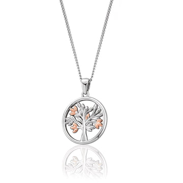 CLOGAU TREE OF LIFE CIRCLE PENDANT & CHAIN