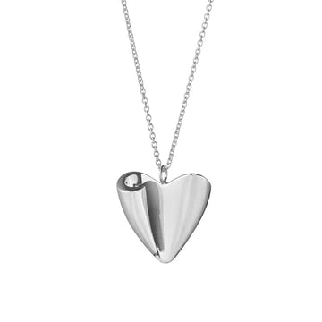 GEORG JENSEN SILVER FOLDED HEART PENDANT & CHAIN