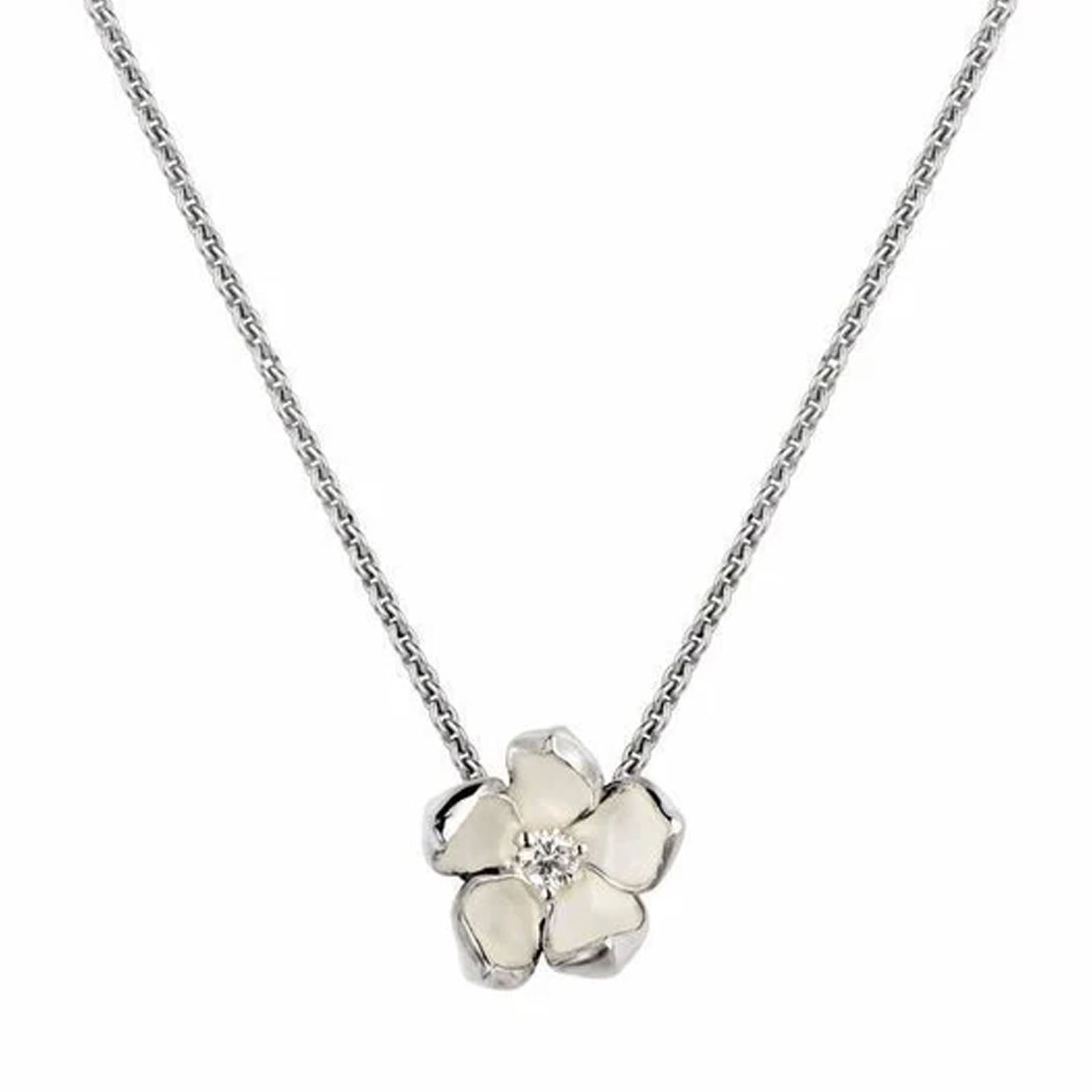 SHAUN LEANE SILVER DIAMOND CHERRY BLOSSOM NECKLACE