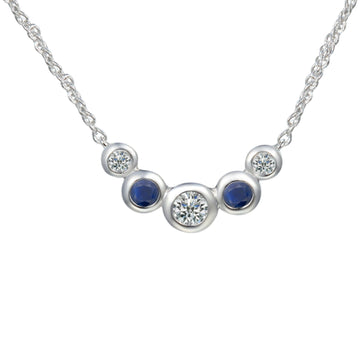 SIL 5 STONE CURVED SAPP & CZ NECKLET