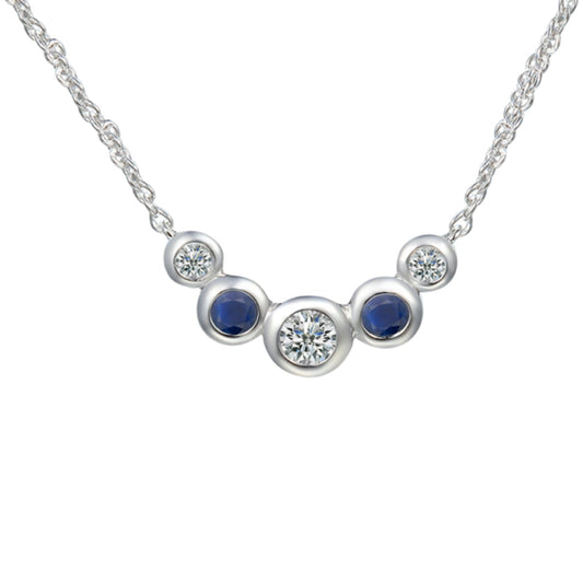 SIL 5 STONE CURVED SAPP & CZ NECKLET