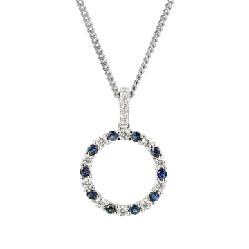 SIL SAPPHIRE & CZ OPEN CIRCLE & CHAIN