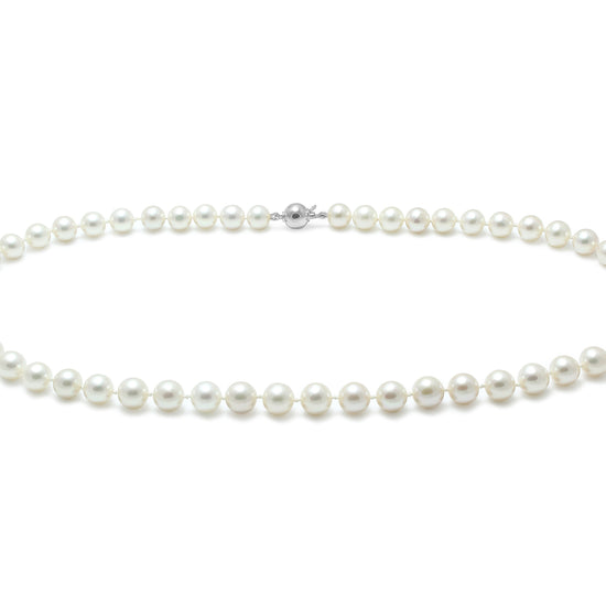 SIL WHITE 7-7.5MM CULTURED PEARL ROW WITH 7MM BALL CLASP