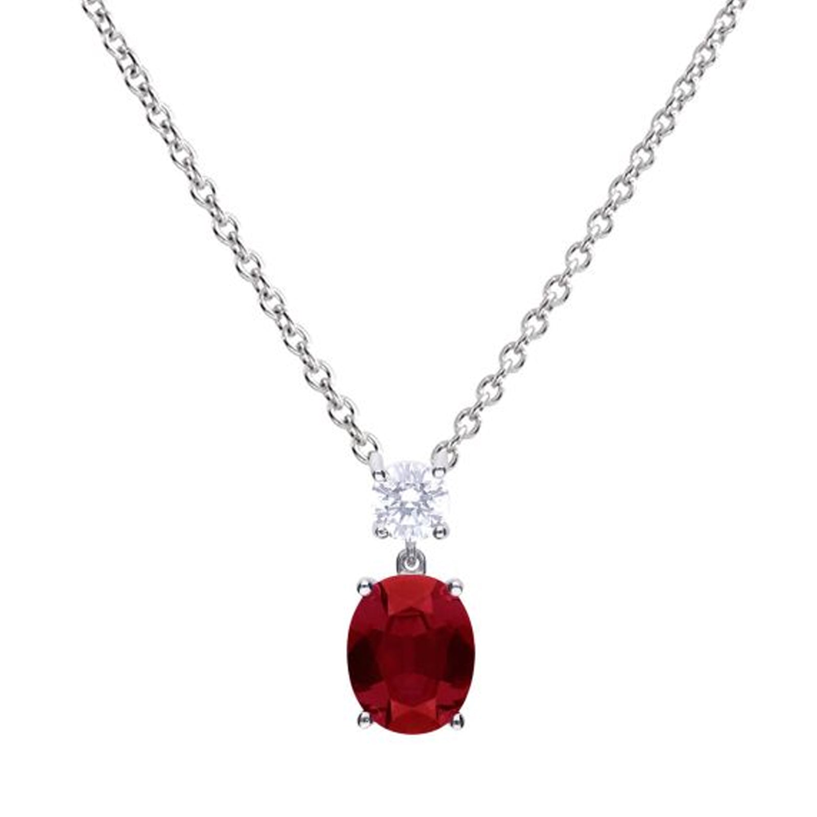 DF RED/WHITE CZ PENDANT + CHAIN