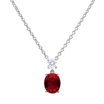 DF RED/WHITE CZ PENDANT + CHAIN