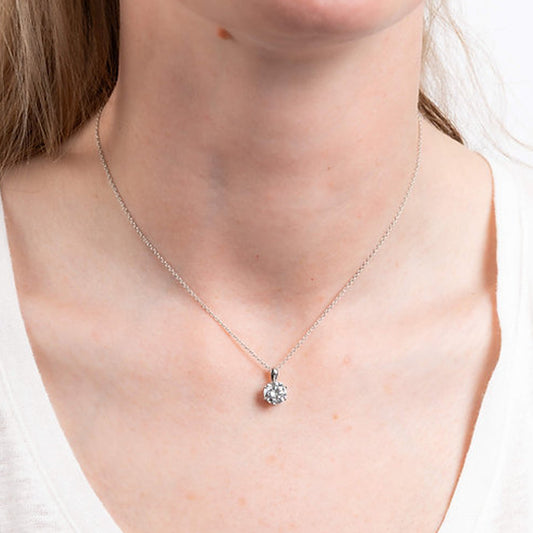 Diamonfire Silver 1.50ct Cubic Zirconia Solitaire Pendant & Chain Necklace