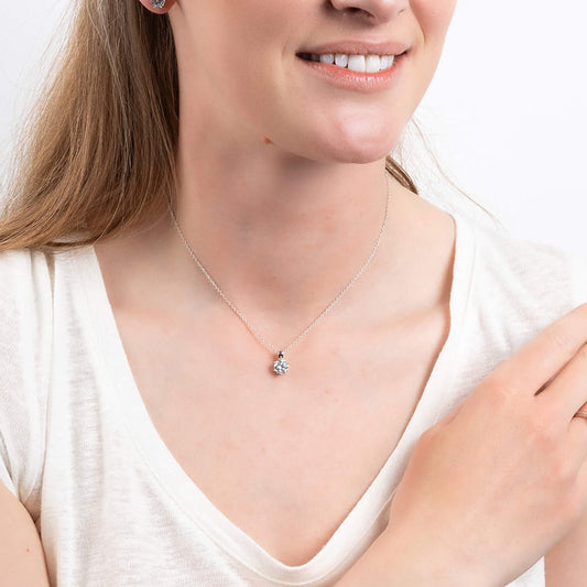 Diamonfire Silver 1ct Cubic Zirconia Solitaire Pendant & Chain Necklace