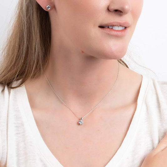 Diamonfire Silver 0.75ct Cubic Zirconia Solitaire Pendant & Chain Necklace