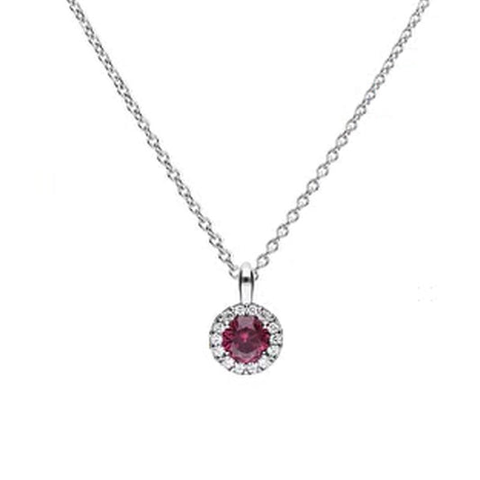 Diamonfire Silver Red & White Cubic Zirconia Cluster Pendant & Chain Necklace