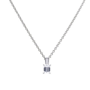 Diamonfire Silver Emerald Cut Cubic Zirconia Pendant & Chain Necklace